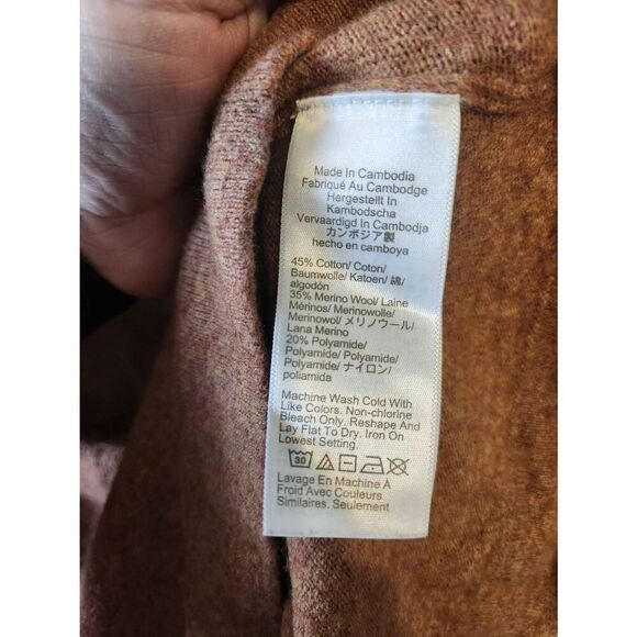 J.Crew Teddie Women's M Carmel Color Crew Neck Wool Cotton Blend - Picture 3 of 4